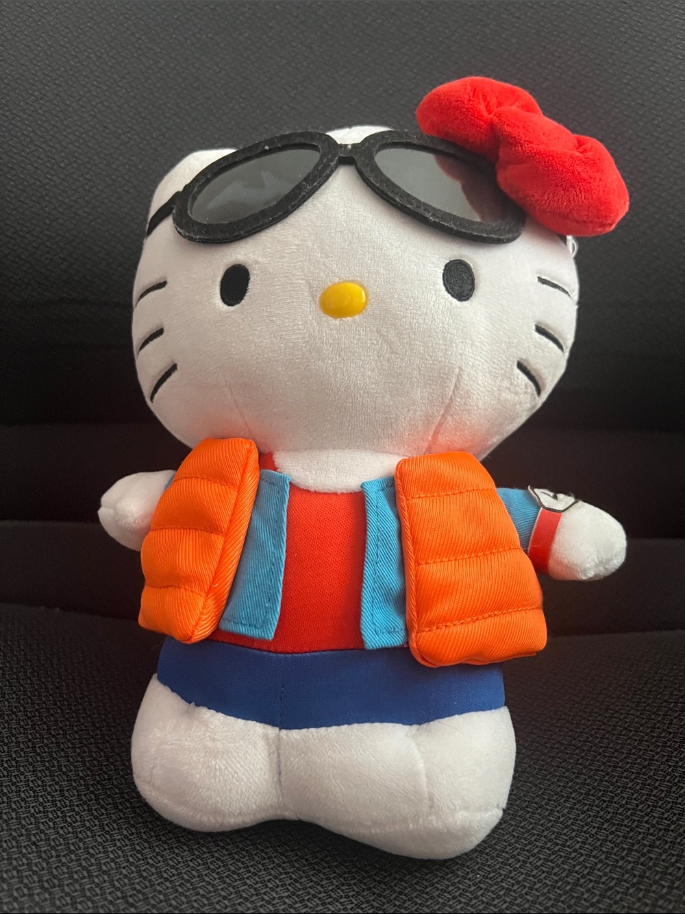 Hello Kitty Plush Toy with Red Bow & Orange Vest